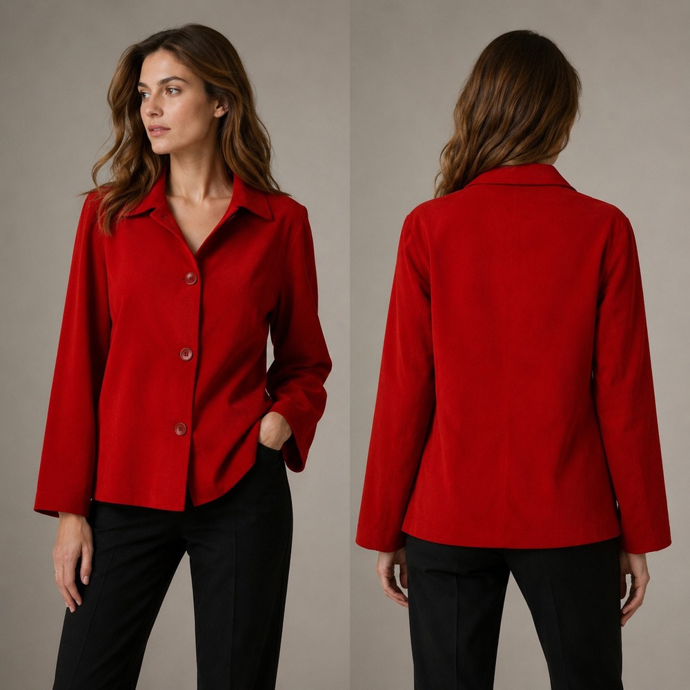 Vintage Harve Benard Red Satin Blazer Jacket Women's Size 10 Classic 90s Career - Picture 15 of 15